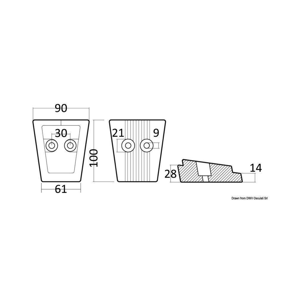 Anodo alluminio piede Volvo SX/DPS 