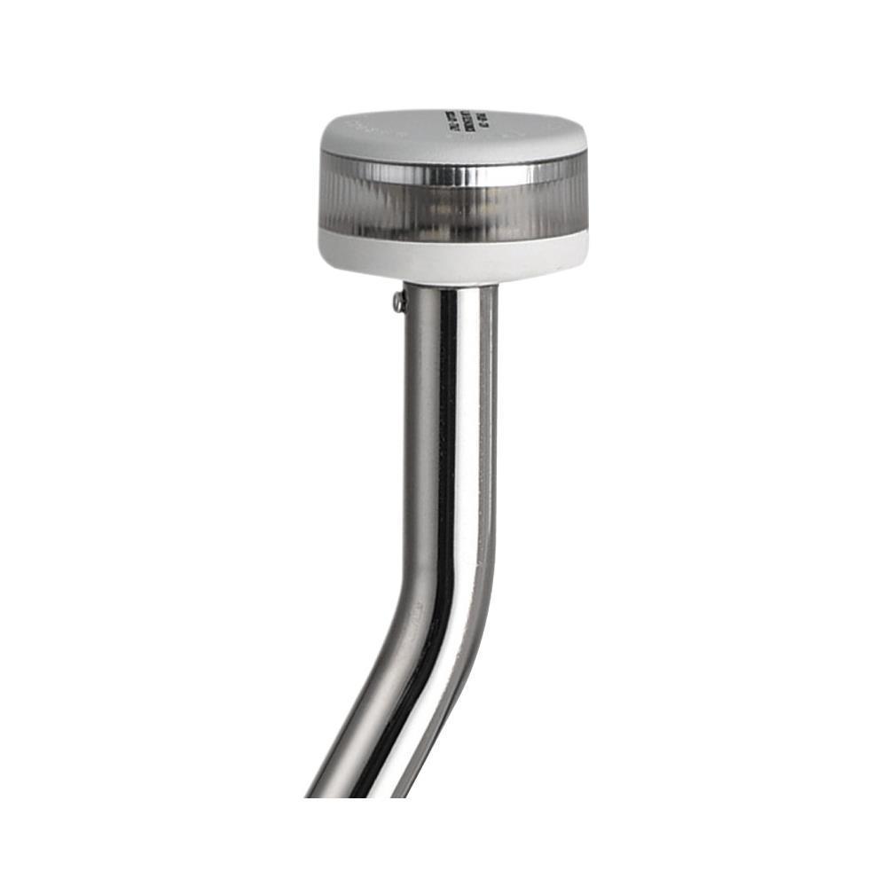 Asta luminosa completa di fanale Evoled 360° - Versione angolata ed estraibile con basetta inox fissaggi in piano