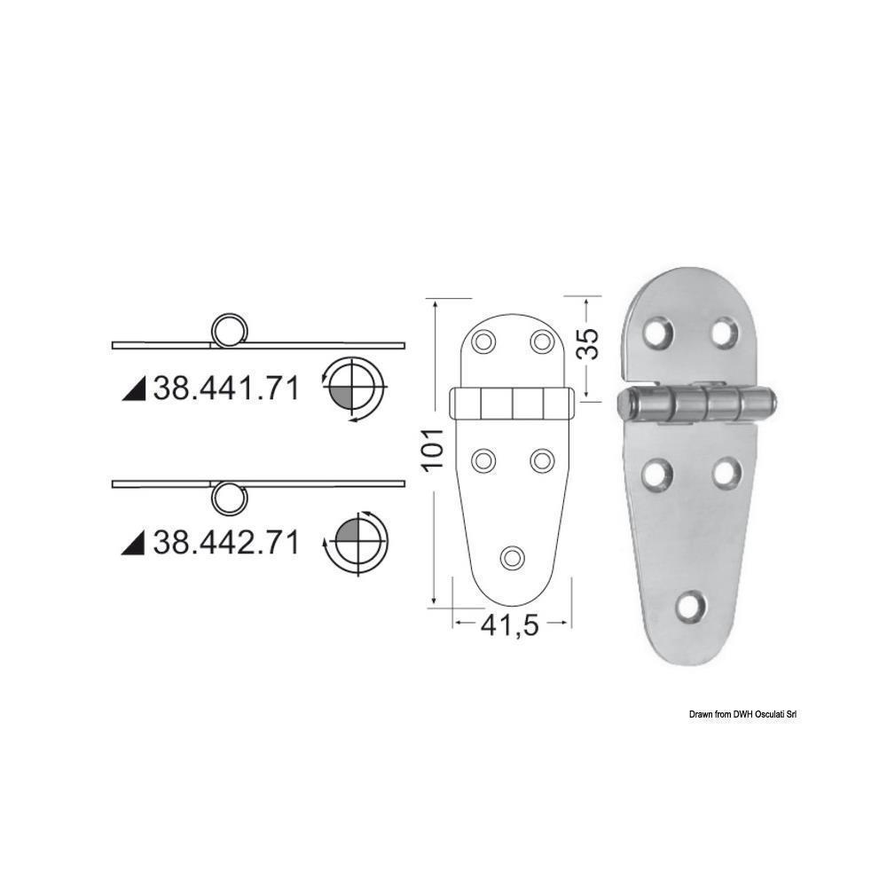 Cerniera inox 101x41,5 mm 