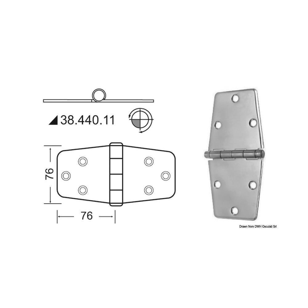 Cerniera inox 152x76 mm 