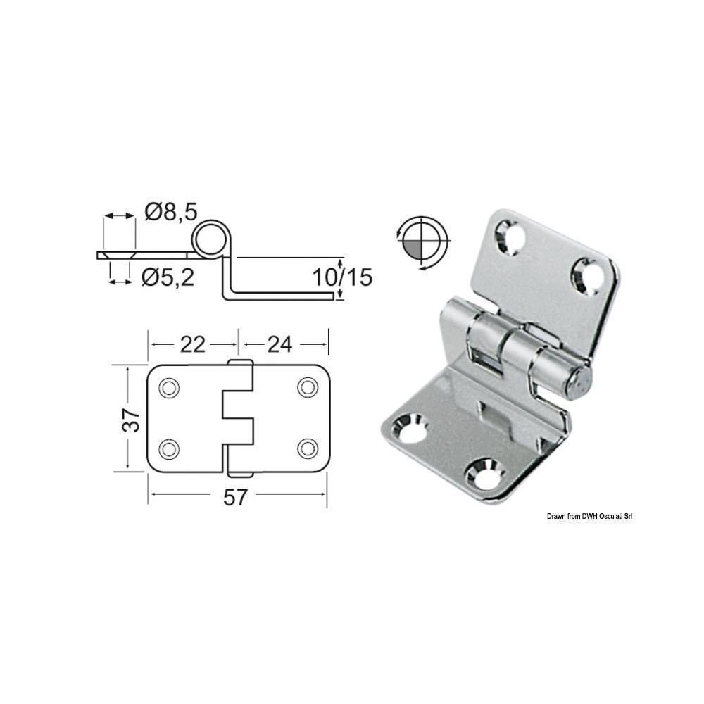 Cerniera inox 57x37x10 mm 