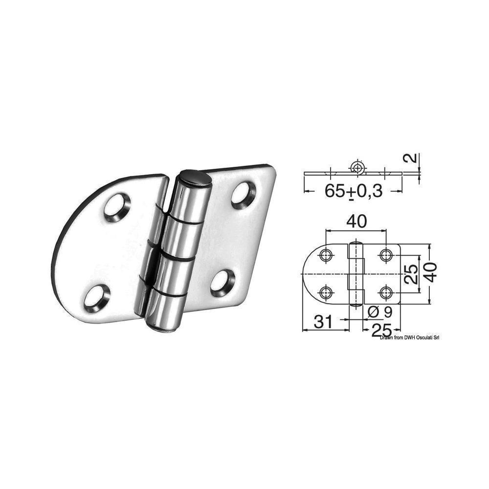 Cerniera inox 65x40 mm 