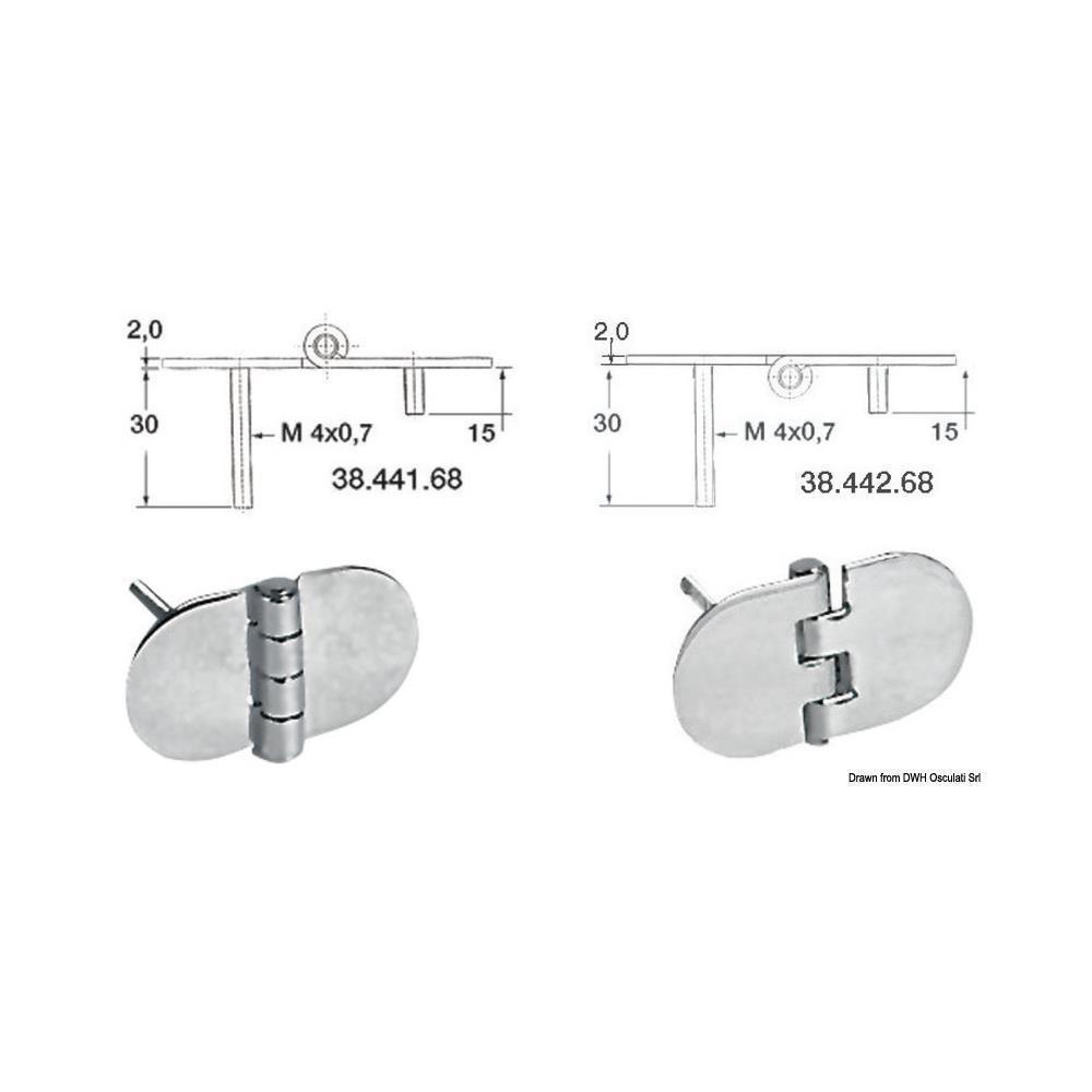 Cerniera inox 68,5x38,5 mm 