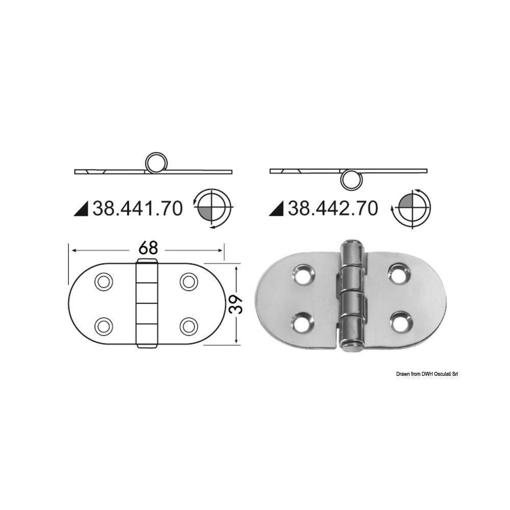 Cerniera inox 68x39 mm 