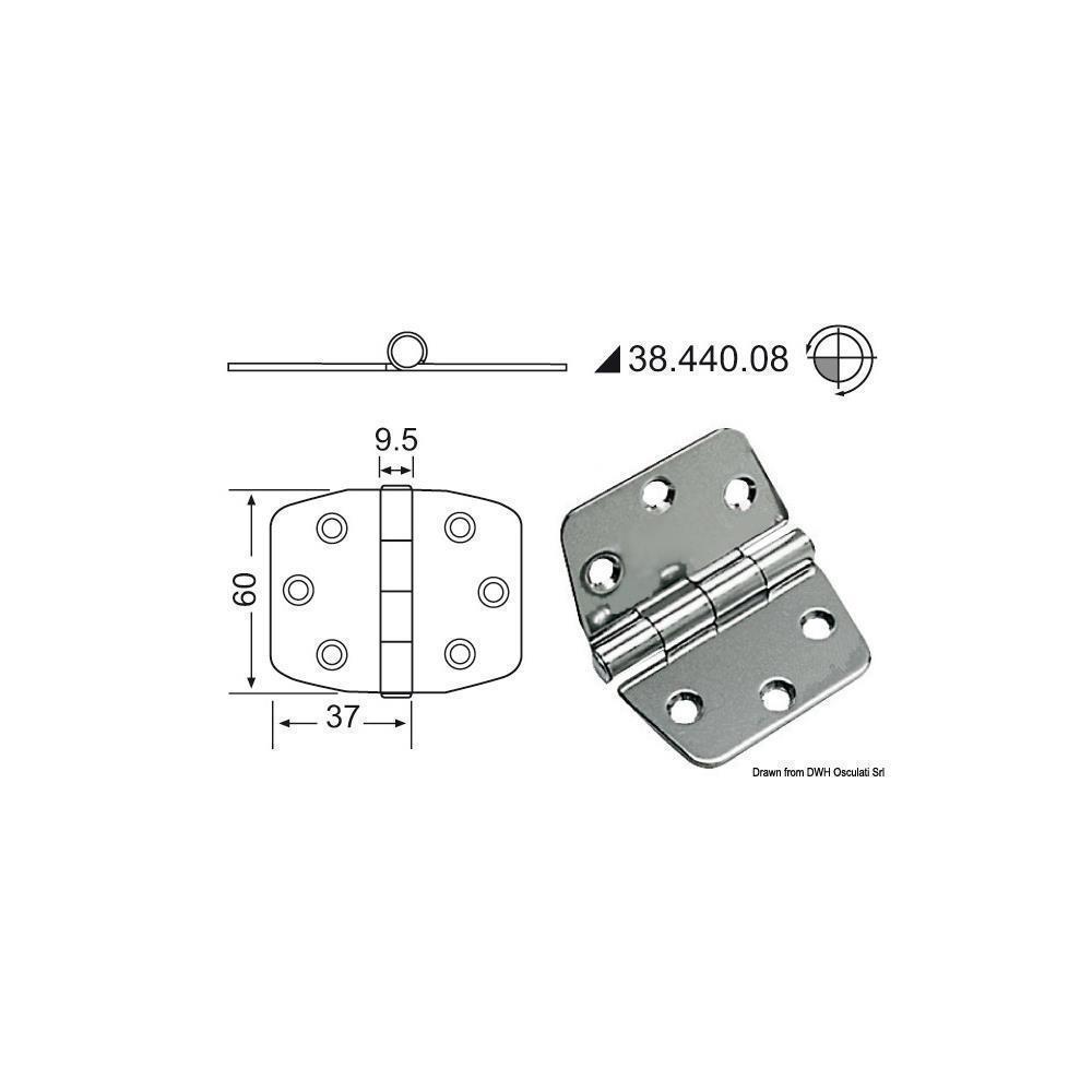 Cerniera inox 74x60 mm 