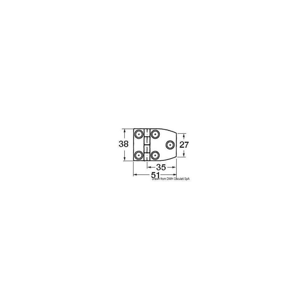 Cerniera inox cieca trapezoidale 51x38 mm 