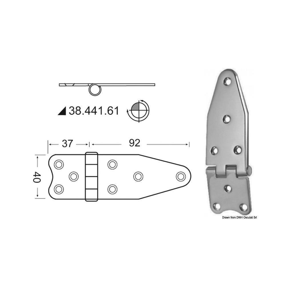 Cerniera nodo rovesc. 129x40 mm 