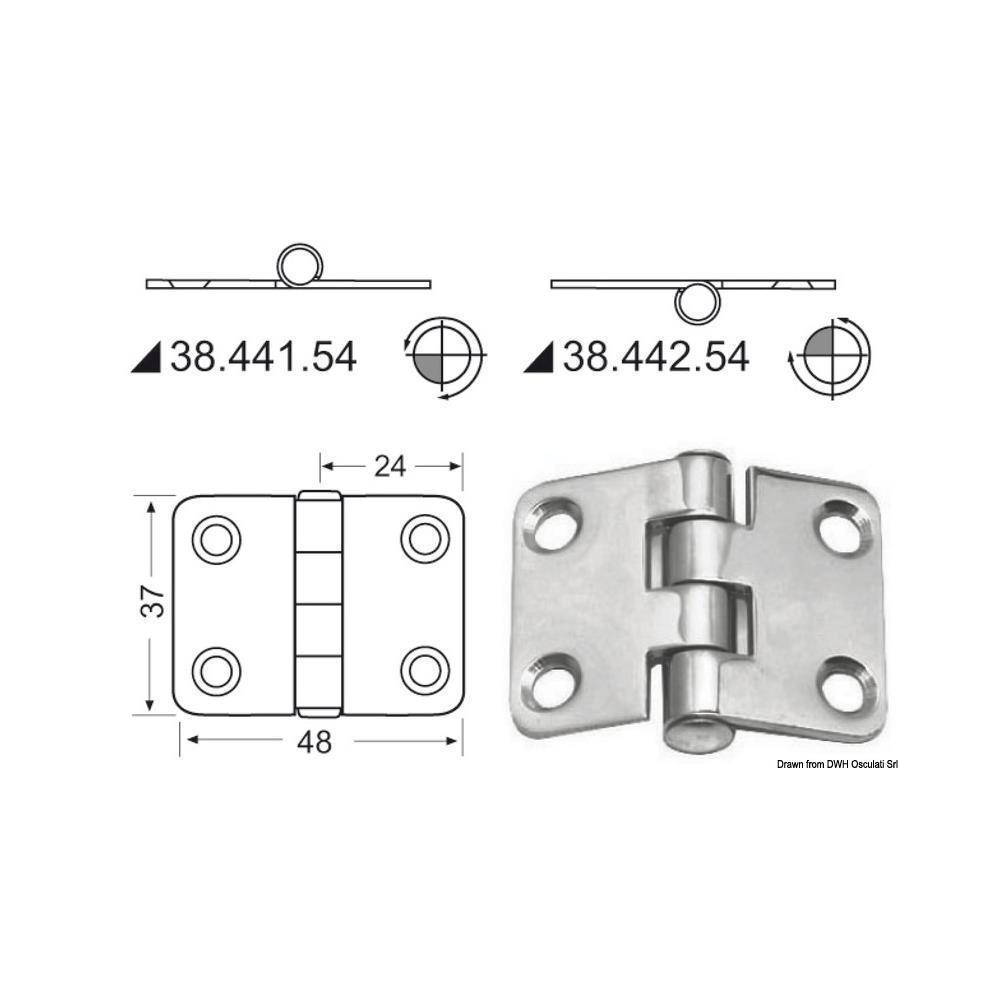 Cerniera nodo sporgente 48x37 mm 