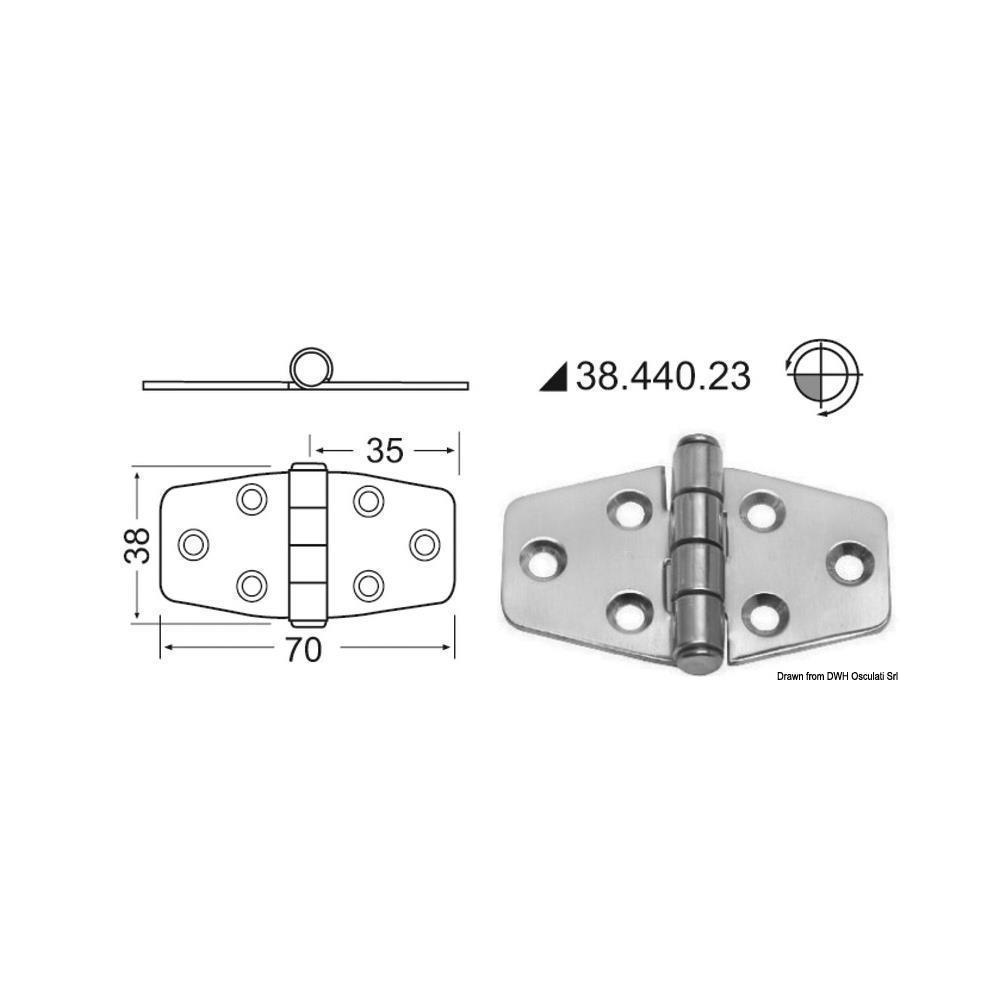 Cerniera standard 70x38 mm 