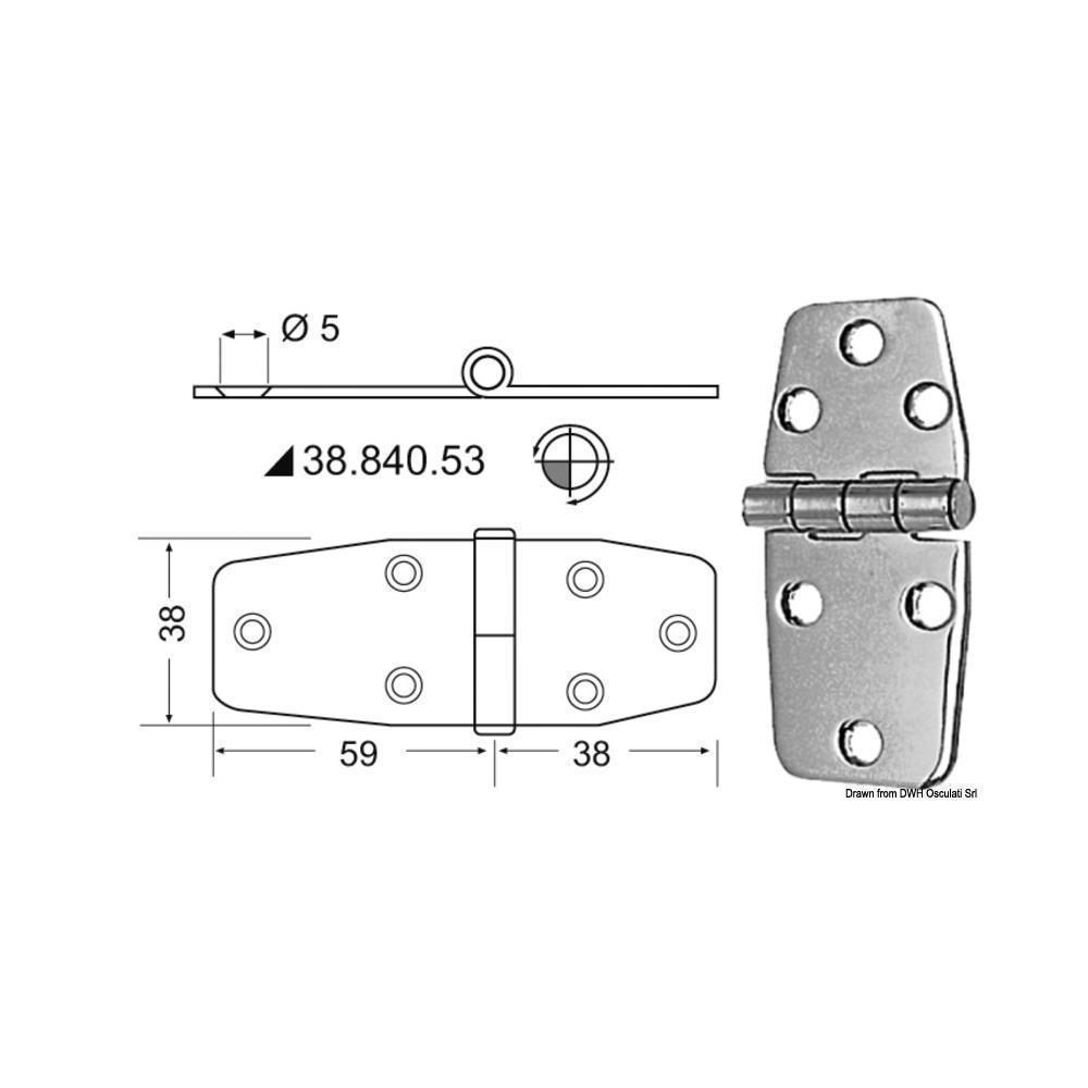 Cerniere inox 97x38 mm 