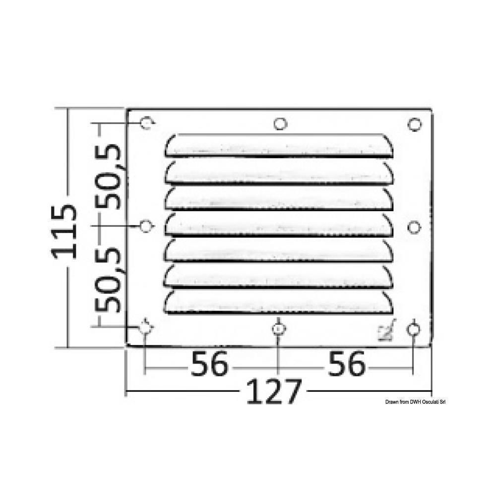 Griglia areazione inox 115 x 127 mm 