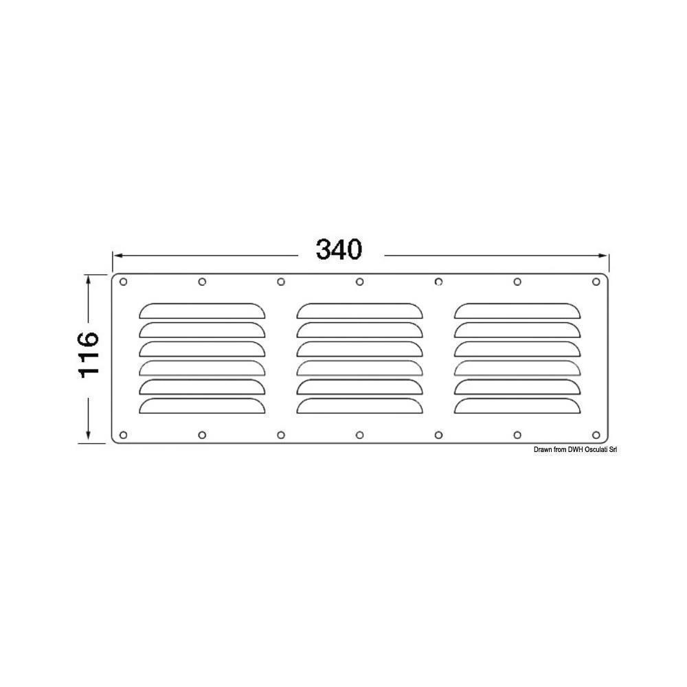 Griglia areazione inox 116 x 340 mm 