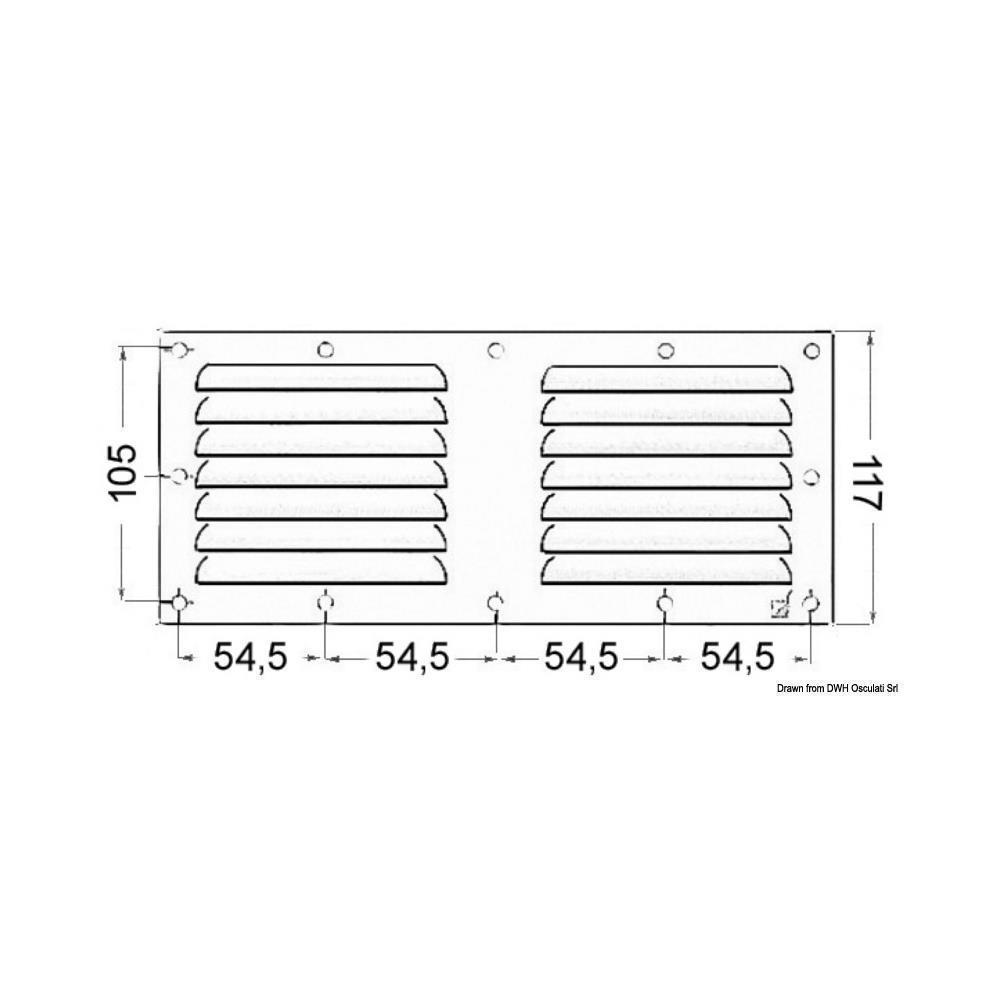 Griglia areazione inox 128 x 232 mm 