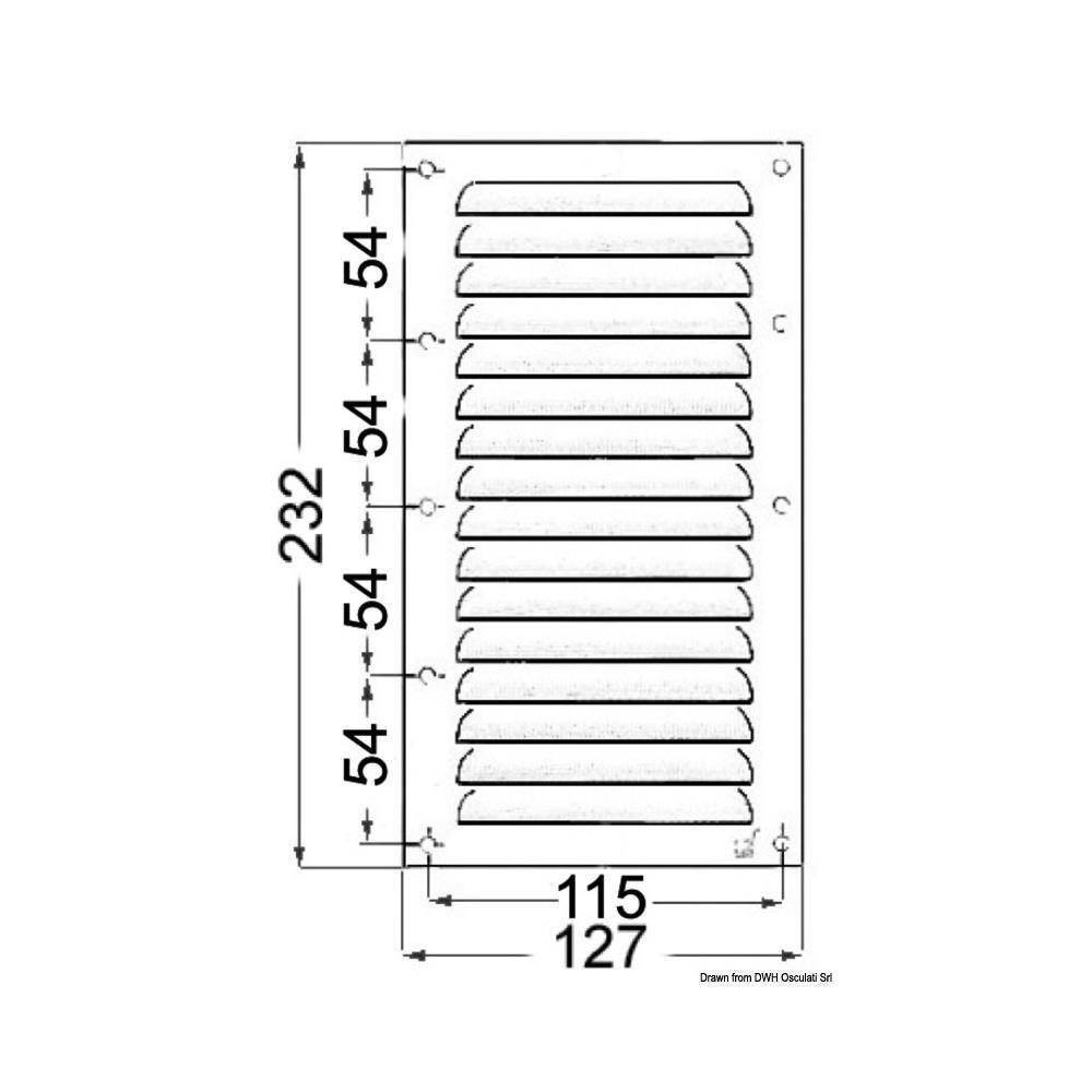 Griglia areazione inox 232 x 127 mm 