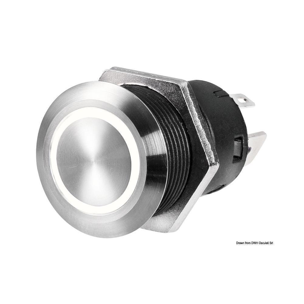 Interruttore FLAT inox ON-OFF 12 V bianco 