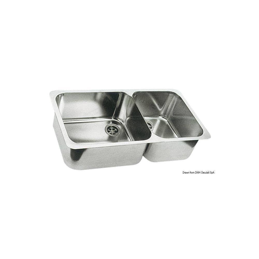 Lavello doppio 600 x 320 mm inox 