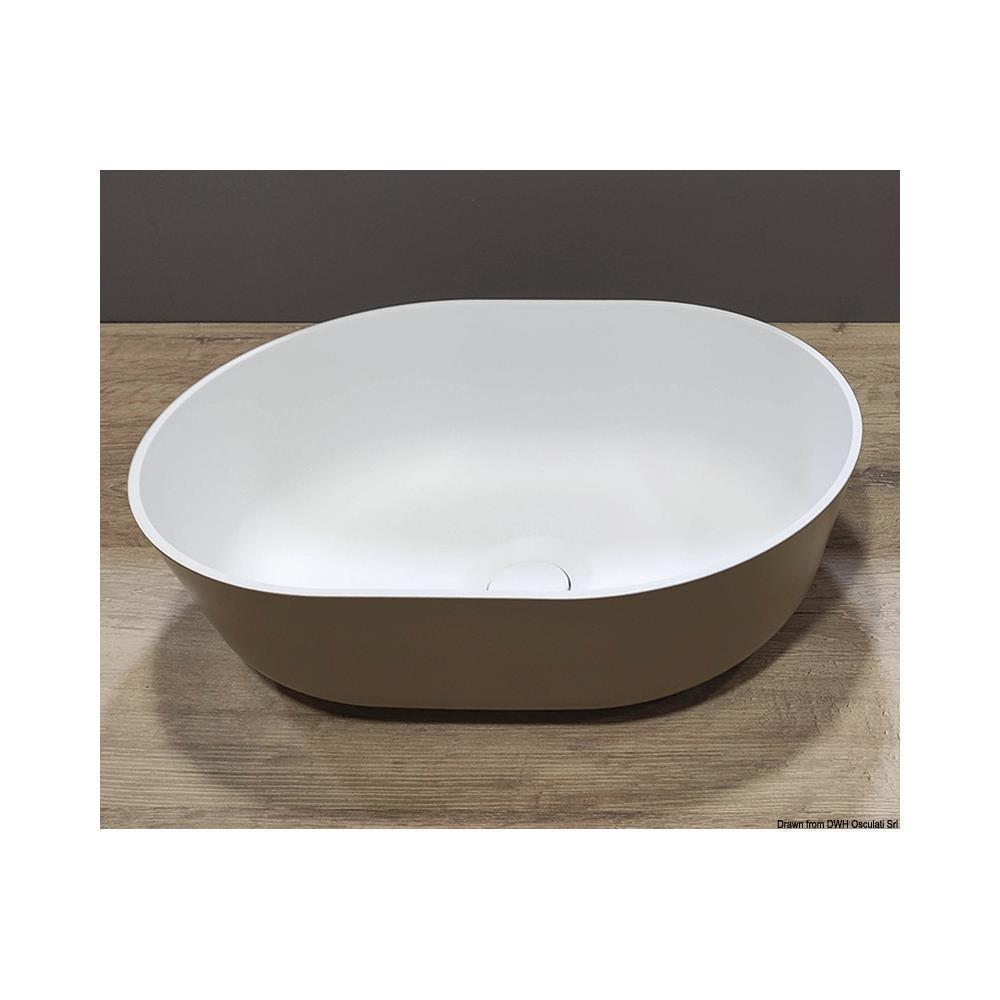 Lavello semiovale in Ocritech bianco/beige 350x260 