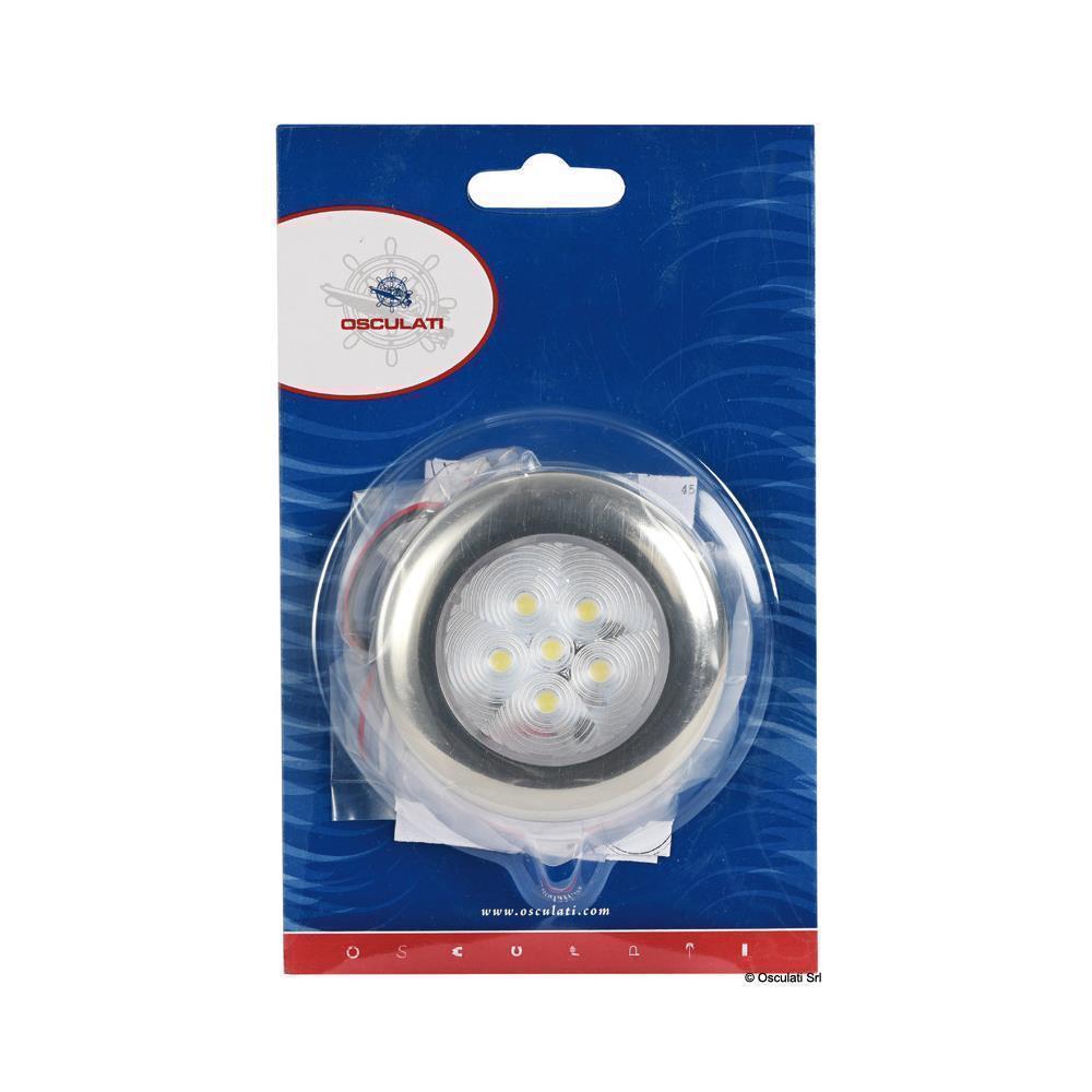 Luce di cortesia rotonda ghiera inox 6 LED blu 