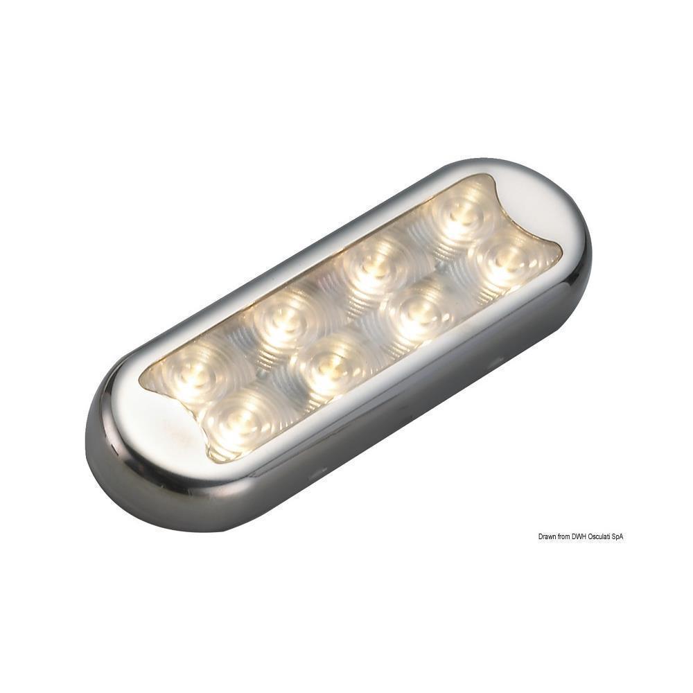 Plafoniera Bimini inox compatta a 8 LED  fondo piatto, senza interruttore