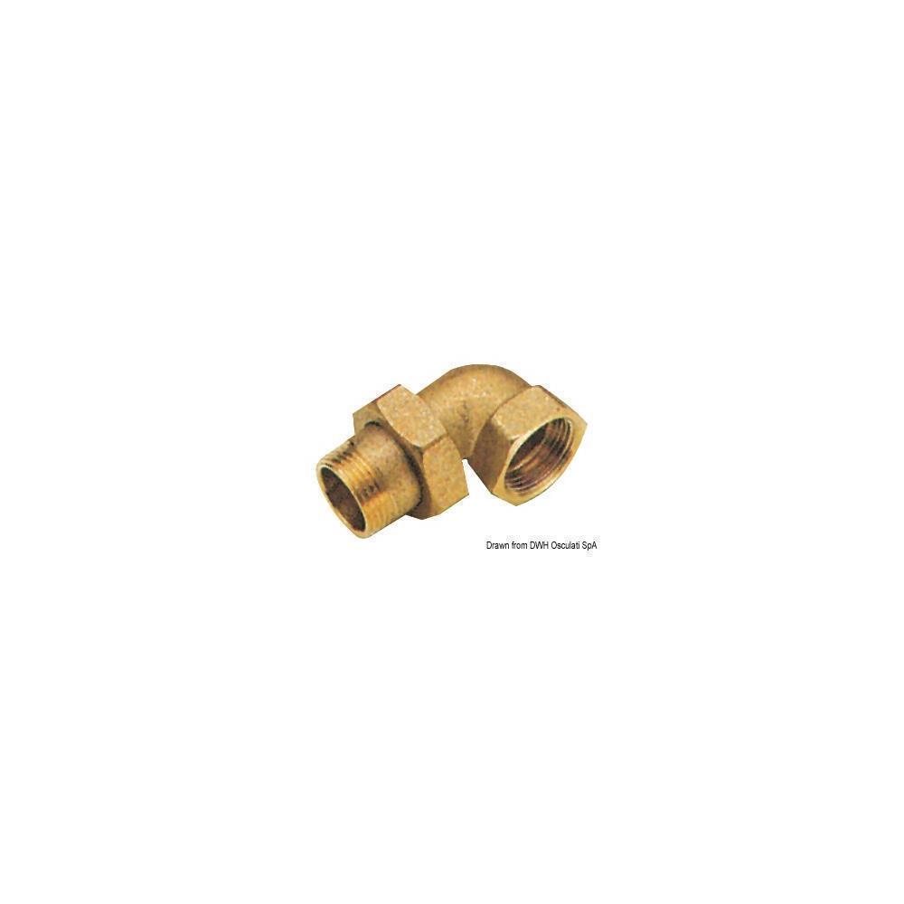 Raccordo 3 pezzi a 90°maschio/femmina con tenuta sfero-conica e o-ring