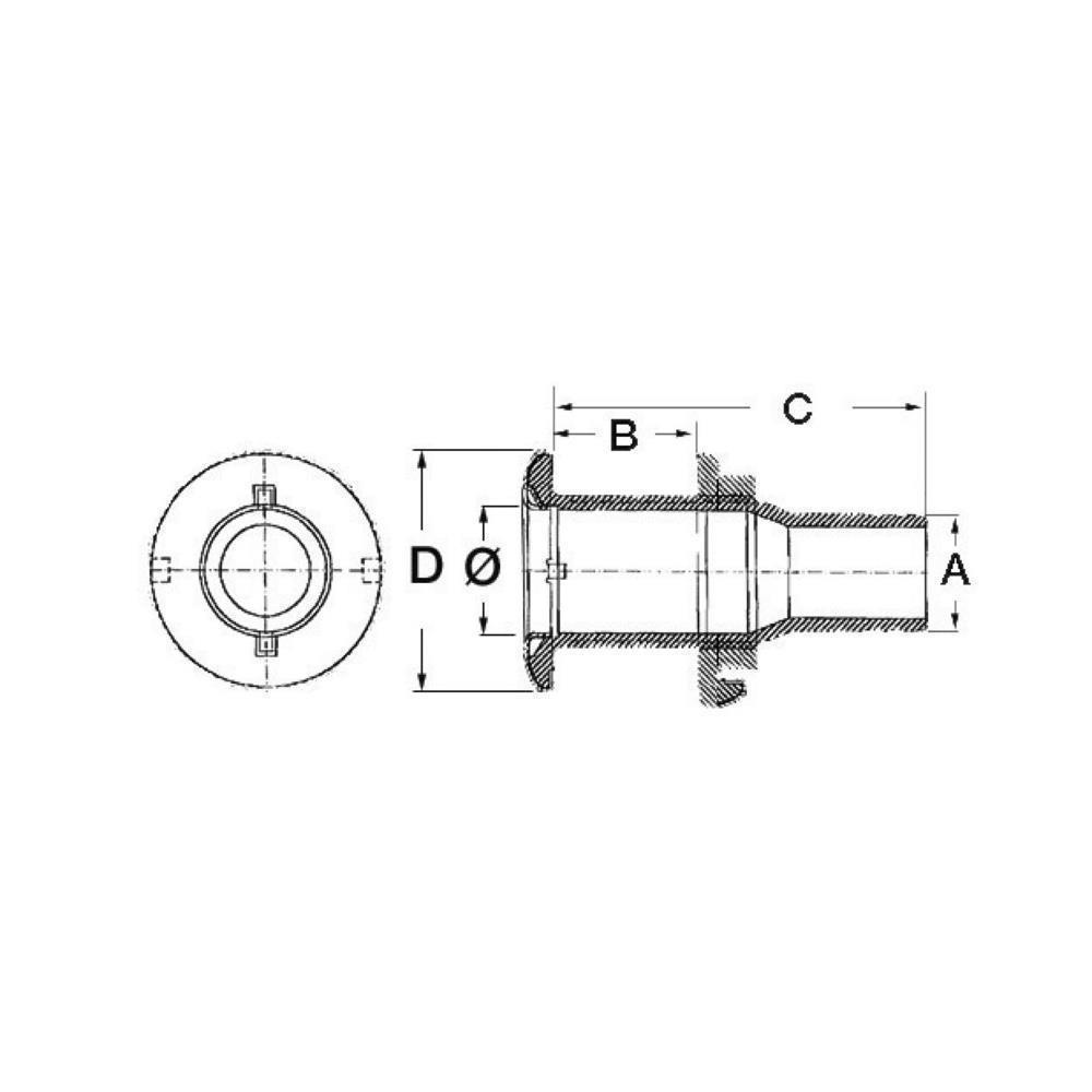 Scarico a mare inox 3/8" x 15 mm 