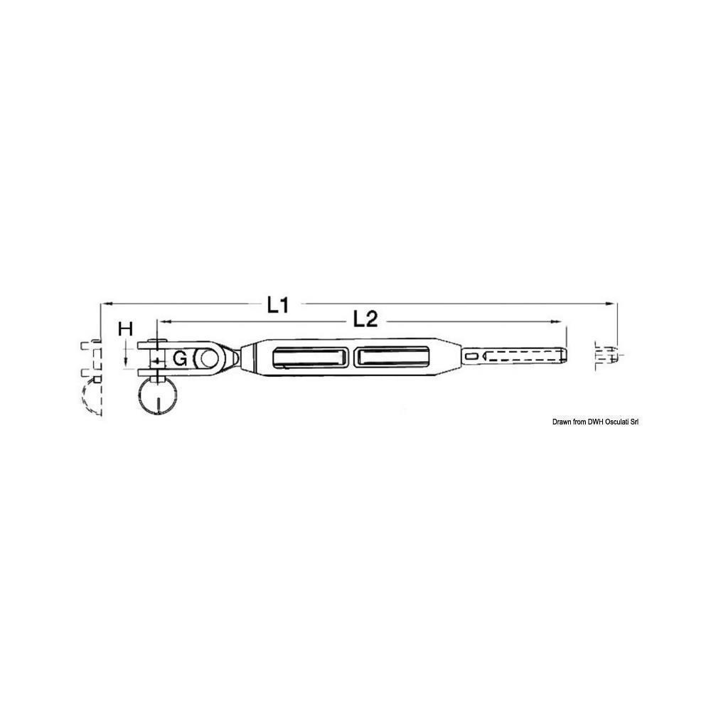 Tenditore sartiame forc. snodata 1/4" cavo 3 mm 