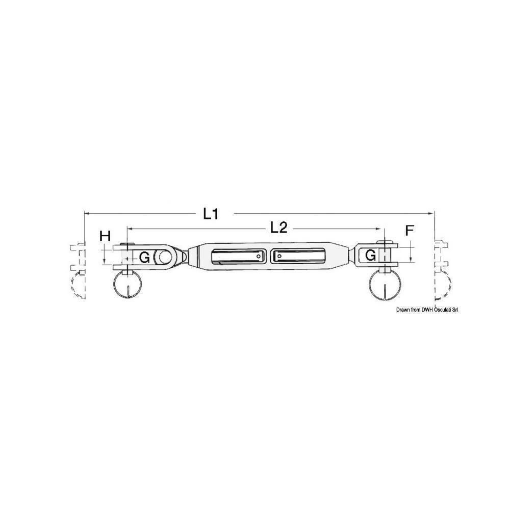 Tenditore sartiame forcella fissa 1/4" cavo 3 mm 