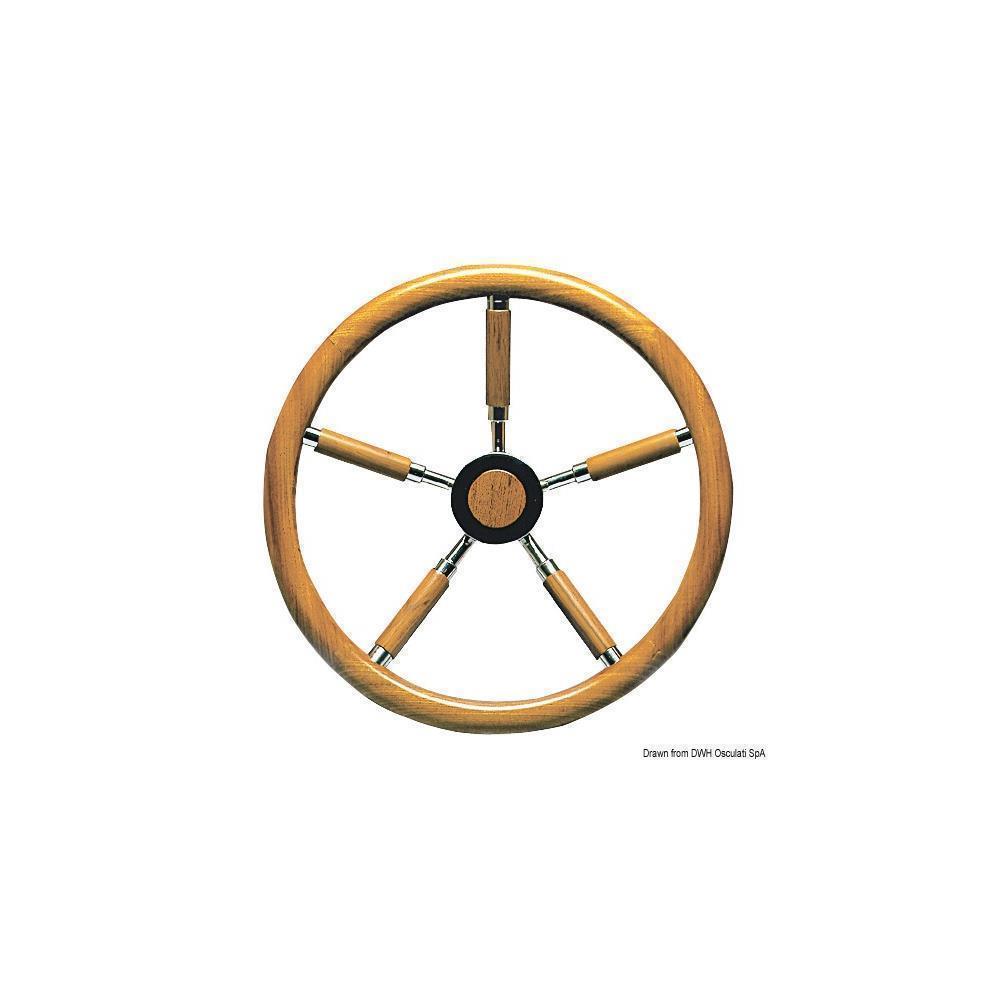 Timone con cerchio esterno in teak e razze rivestite in teak