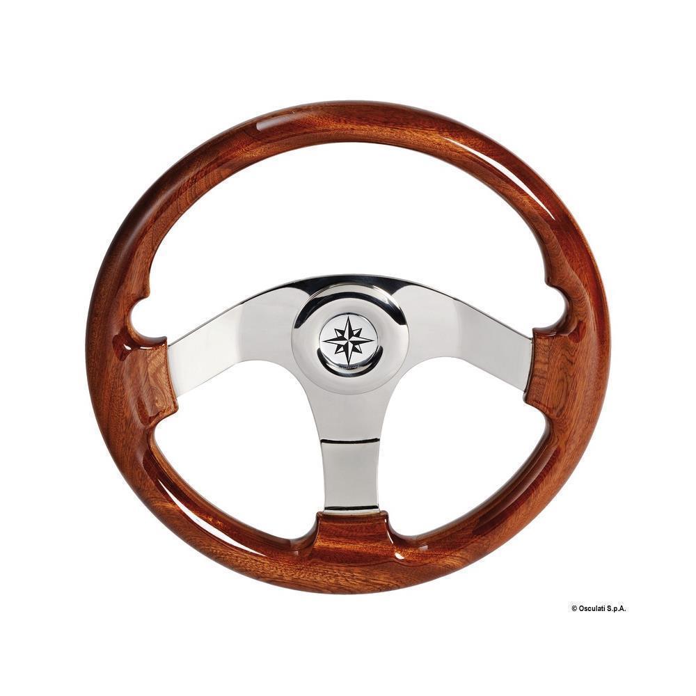 Volante iroko 3 razze inox 350 mm 